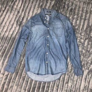 Carbon Blue Chambray Casual Button Down Shirt New Without Tags